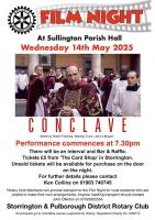 Rotary Film Night at Sullington Parish Hall, Thakeham Rd  Storrington, Nr Pulborough  West Sussex,  RH20 3PP